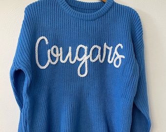 Embroidered Name Sweater: Custom Word Sweater | Oversized Fit | College Team Sweater | Sports Sweater |  Personalized Gifts for Her | Unique