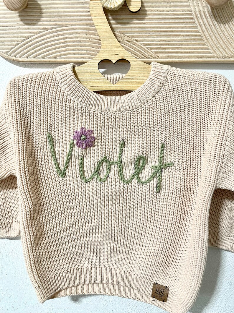 Custom Hand Embroidered Toddler and Baby Name Sweater Etsy
