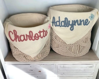 Hand Embroidered Personalized Baby Blanket: Custom Name Keepsake