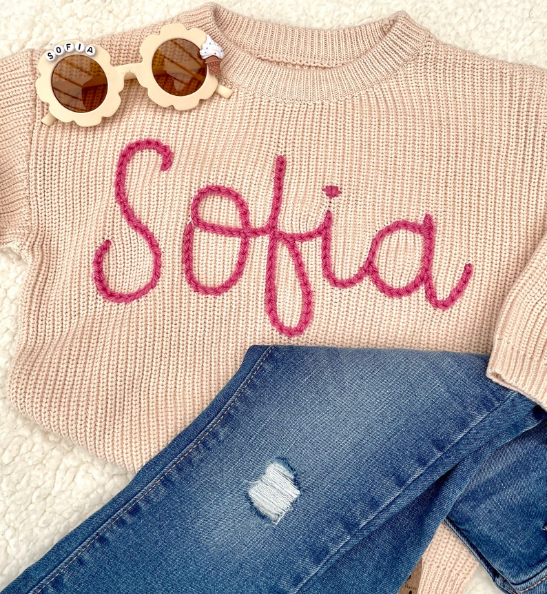 Custom Hand Embroidered Toddler and Baby Name Sweater Etsy