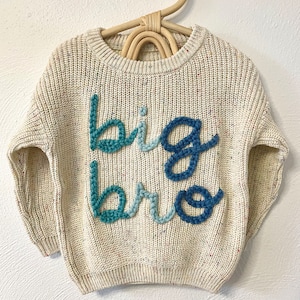 Custom Hand Embroidered Baby Name Sweater: Oversized Chunky Knit