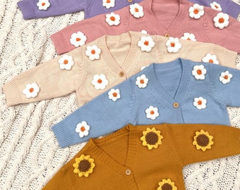 Baby Cardigan | Toddler Flower Sweater | Baby Flower Sweater | Toddler Cardigan | Easter Sweater | Sunflower Sweater | Daisy Sweater
