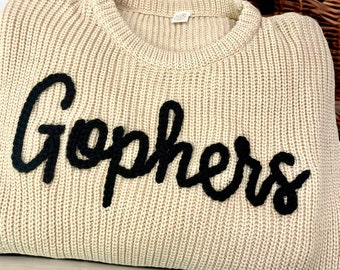 Hand Embroidered Adult Name Sweater | Oversized Sweater | Embroidered Name Sweater | Personalized Name Sweater | Shaker Knit Sweater | Mama