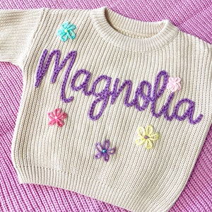 Custom Hand Embroidered Baby Sweater: Keepsake Cotton Knit