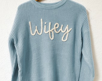 Custom Embroidered Adult Name Sweater | Oversized Sweater | Embroidered Name Sweater | Personalized Adult Sweater | Adult Knit Sweater