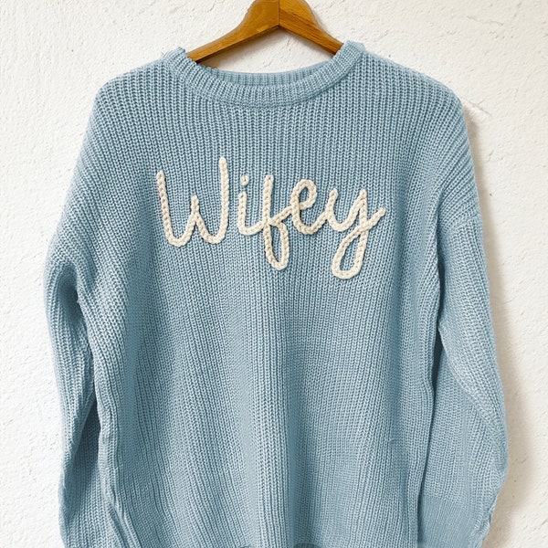 Custom Embroidered Adult Name Sweater | Oversized Sweater | Embroidered Name Sweater | Personalized Adult Sweater | Adult Knit Sweater