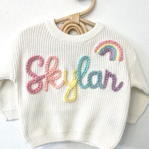 Custom Hand Embroidered Toddler and Baby Name Sweater | Oversized Kids Sweater | Embroidered Name Sweater | Personalized Baby Name Sweater