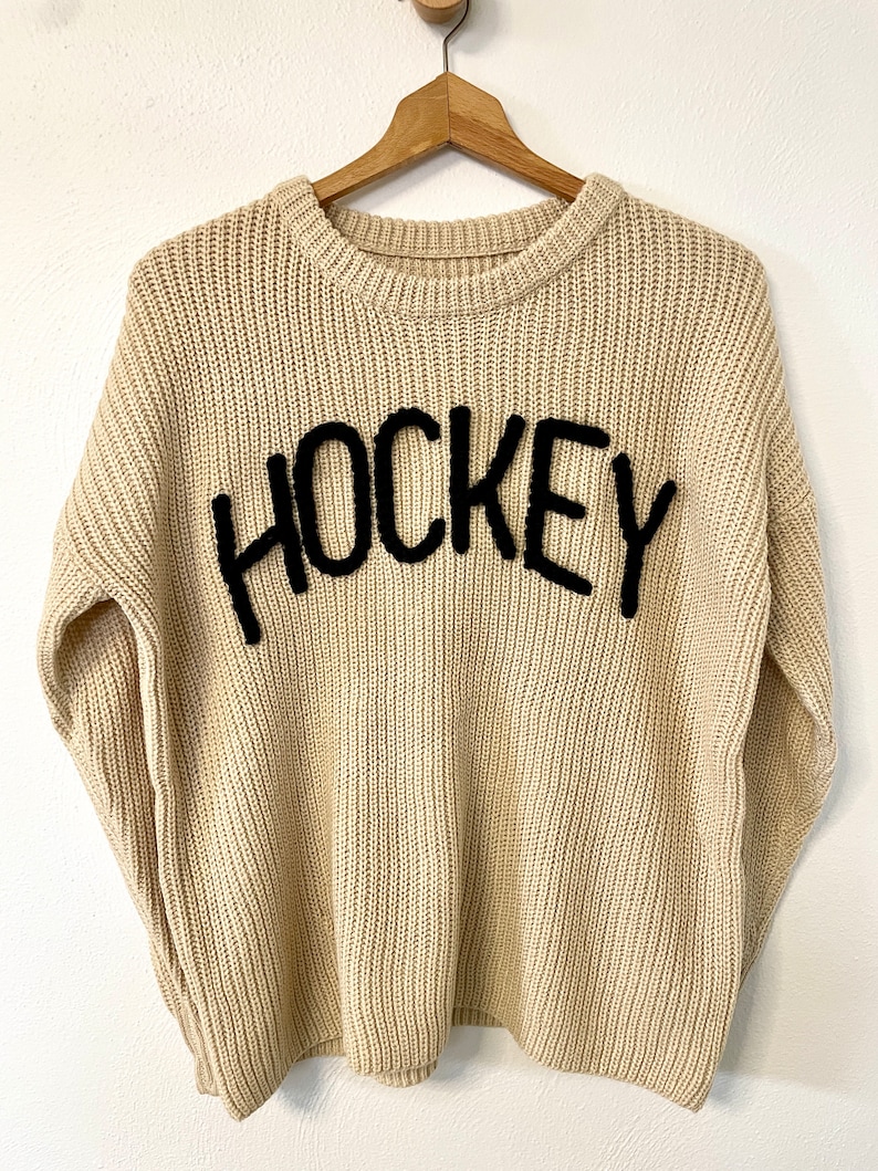 Custom Embroidered Adult Name Sweater Oversized Sweater Embroidered Name Sweater Personalized Adult Sweater Adult Knit Sweater image 5