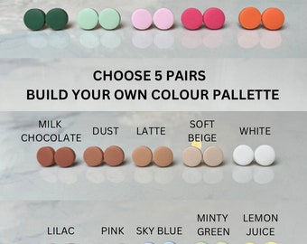 Choose your own coloured studs, Make your own pack of studs, mini studs, micro studs, handmade polymer clay stud earrings, mix and match