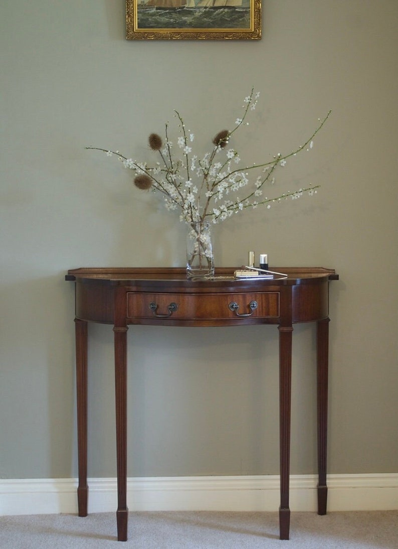 Vintage Dark Wood Console Table Etsy UK