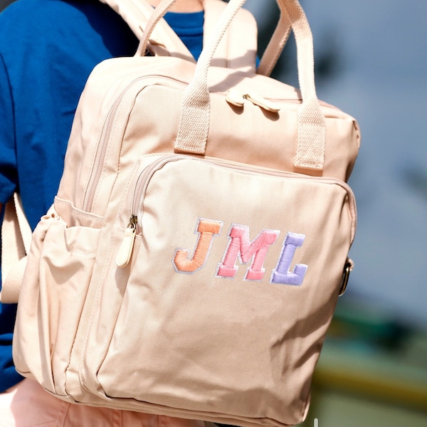 Coated Cotton Canvas Personalized Monogram backpack, Custom Letter Backpack, kids teens or adults, gift for all ages, MEDIUM SIZE