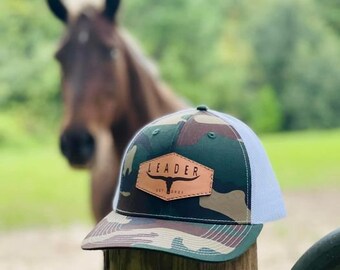 SnapBack trucker hoed lederen patch longhorn