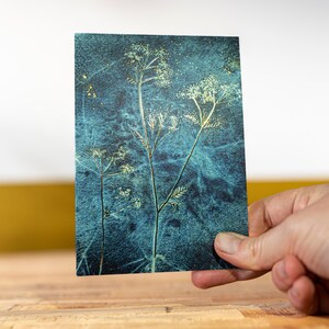 Goldene botanische Blaupause Postkarte