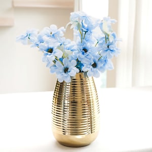 Behoma Hand-crafted Ribbed Flower Vase for Modern Home Decor, decorative metal vase for living room, Boho Décor, Events, Gift for Friend