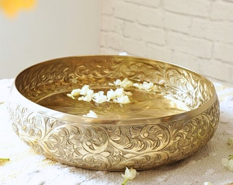 Decorative Traditional Urli Bowl for Home Decor, 9.8", Pot for Floating Flowers & Candles, Birthday Gift, Holi Gift, Mother's Day Gift