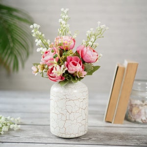 Metal Flower Vase, Polka dots/Crackled Off-White Boho theme Vase, Gift Vase, Handmade Flower Vase, Birthday Gift, Flowers NOT Included White Crackled