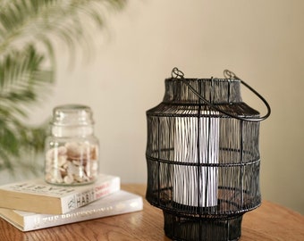 Mesh Metal Lantern for Home Decoration Indoor Outdoor | Decor Lantern for Table-top and Pillar Candle Holder | Black/White 1 (Only Lantern)