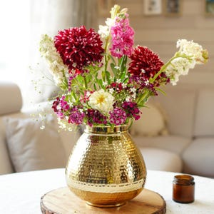 Metal Hammered Matki Style Flower Vase Vase for Table, Living Room Office Center piece, Floral vase, Centerpiece Vase, Birthday Day Gift