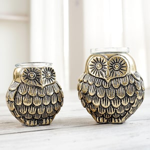 Metal Owl Pair Sculpture, Antique Brass Finish Owl, Home Décor & Showpiece, Owl Figurine, Feng Shui Gifts, Owl Pair Sculpture, Wedding Gift