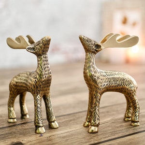 Metal Reindeer Figurine, Stag Party decoration 6&quot; Tall, Gift for Birthday, Lucky Feng Shui, Standing Deer Ornament Décor, Gift For Friend