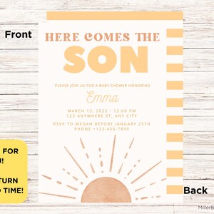 Here Comes the Son Baby Shower Invite Printable