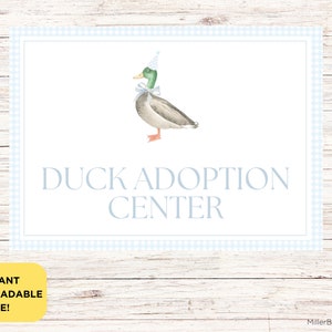 Duck Adoption Center Un'anatra fortunata Attività per anatre domestiche Festa di compleanno per bambini di un anno Download immediato