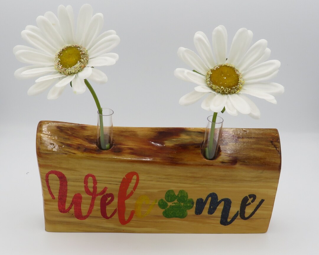 Wooden Flower Stem Holder With Motif in Etsy