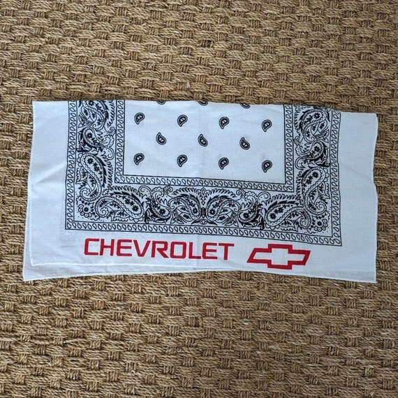 Vintage Chevrolet Bandana - White, Black, w/ Red L