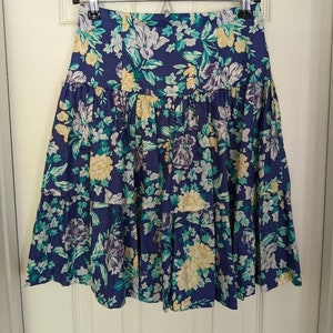 Vintage Laura Ashley Ruffled Floral Skirt - size 8 - Blue