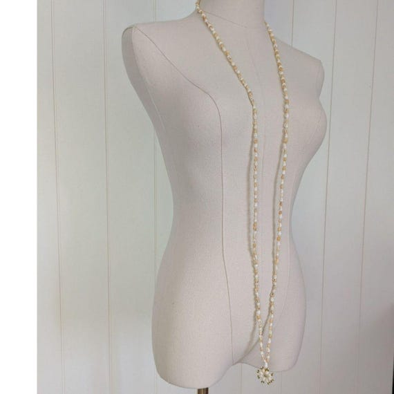 Extra long vintage mini conch shell necklace with… - image 2
