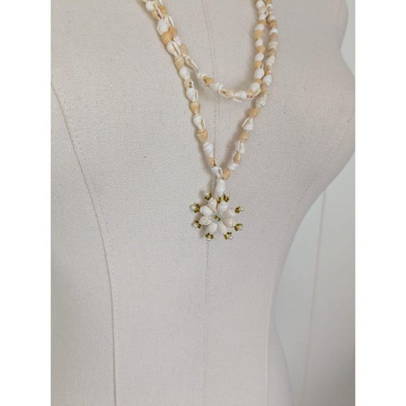 Extra long vintage mini conch shell necklace with… - image 3