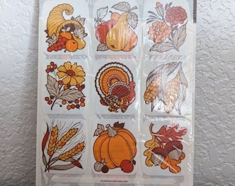 Vintage American Greetings Fall Harvest Stickers - 4 Sheets - Unopened
