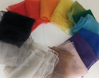 Lotto di 14 bellissime sciarpe in chiffon - Vintage anni '50 e '60 - Colori dell'arcobaleno!