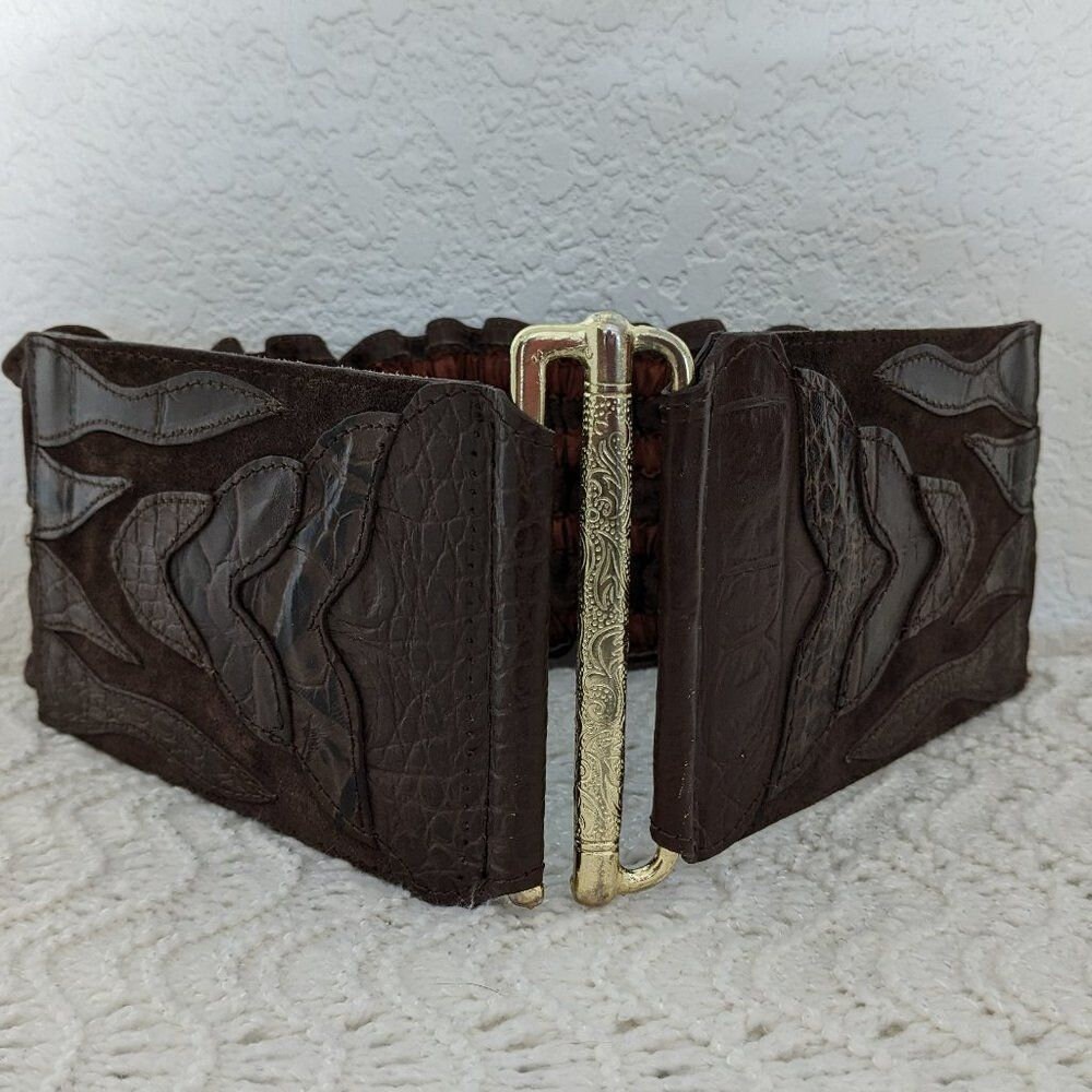 Vintage Tequila Leather Cinch Belt - Brown - Corset/stretch  display picture 2