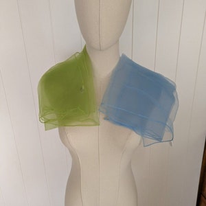 Lot of 2 Vintage Nylon Scarves Blue & Green Made in Japan image 1