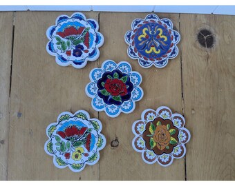 5 Stück türkische Keramikuntersetzer, bunt, Iznik-Stil, Blumenmuster - 4 ""