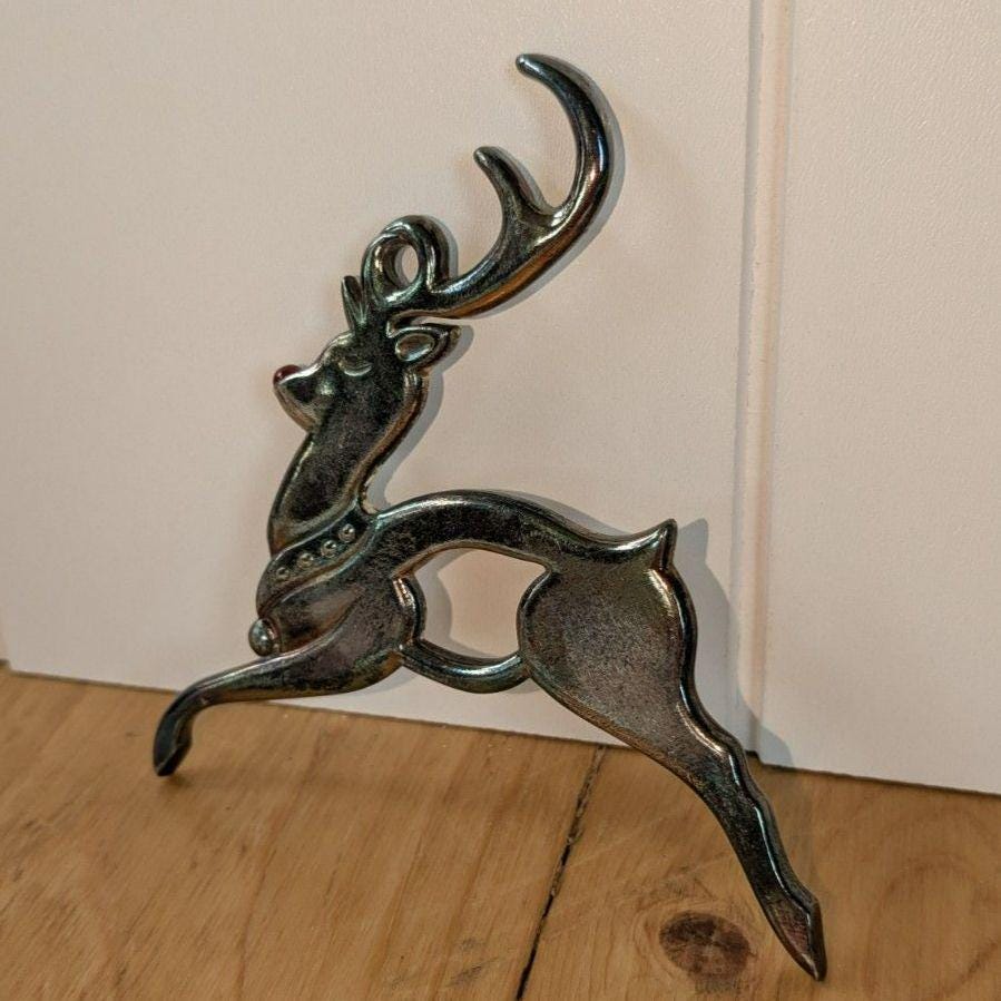 Vintage Gorham Silverplate Rudolph Ornament - 3.5"