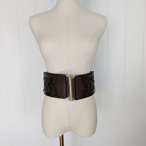 Vintage Tequila Leather Cinch Belt - Brown - Corset/stretch  display picture 3