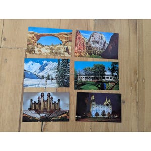 6 cartões postais antigos de Utah - Templo Mórmon, Sião