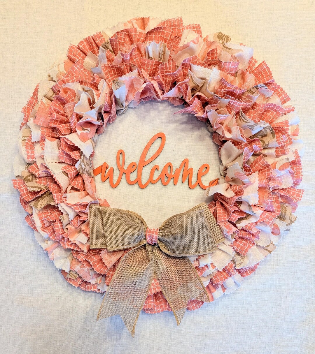 Welcome Long Rag Farmhouse, Springtime, Welcome Hydrangea Rag Wreath - Etsy