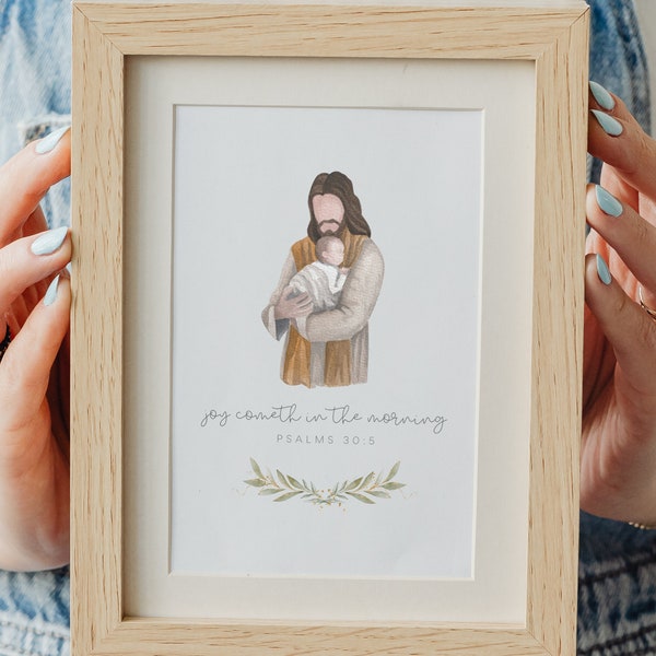 Miscarriage Gift - Infant Loss Gifts - Jesus Holding Baby - Pregnancy Loss Gift - Christian Poster - Angel Baby