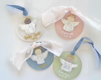 Hand-Painted Baby Angel Memorial Ornament, Miscarriage Remembrance Gift