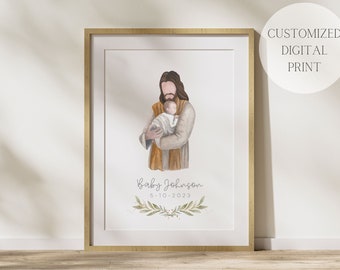 Personalized Miscarriage Keepsake, Jesus Holding Baby Art (Digital Download)