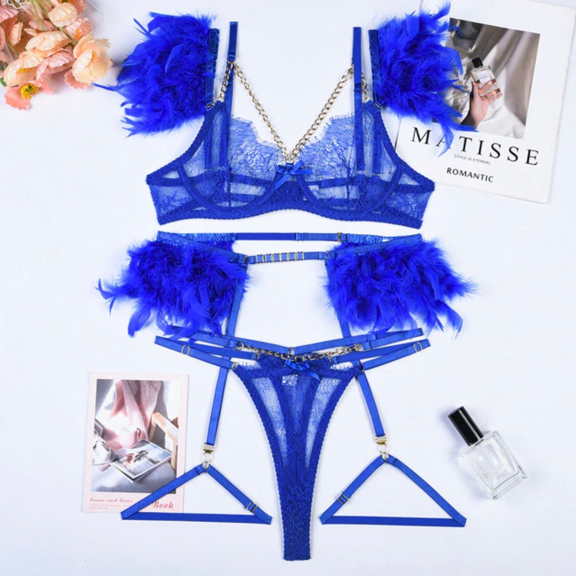 Royal Blue Lace Bra -  Canada