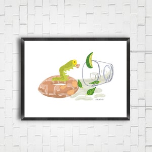 Wall Art | INCHWORM DONUT MOJITO | Digital Print | Animals | Food | Poster |