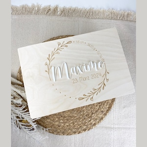 Erinnerungskiste Baby mit Name| Erinnerungsbox aus Holz, - Ein einzigartiges Geschenk zur Geburt oder Taufe, Holzkiste mit Name