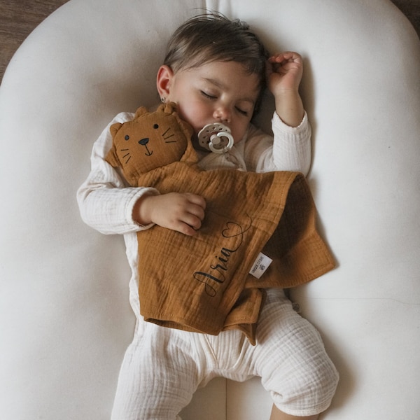 Kuscheltier Baby personalisiert | Kuscheltuch mit Name - Schmusetuch mit Namen - Ein persönliches Geschenk zur Geburt für Mädchen und Jungen