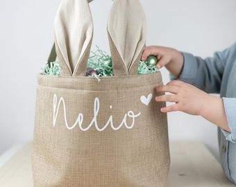 Osternest, Osterkorb, Osterkörbchen mit Namen personalisiert. Ostergeschenke für Kinder mit Name. Osterideen Ostertasche, Ostertüte Jute