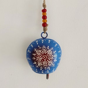 Blue Hanpainted floral design bell