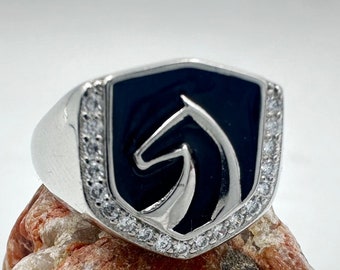 14K WHITE gold vermeil jewelry , Silver Horse Ring, Unique Horse Ring For Men's, 925 Sterling Silver Ring, Ring For Horse Lover, Horse Ring